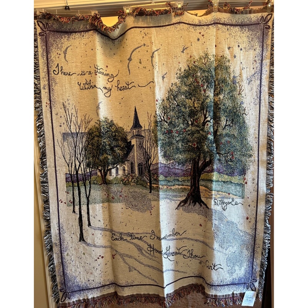 Vtg Amazing Grace Tapestry Afghan Throw Blanket Simply Home Made In USA 2002 NWT